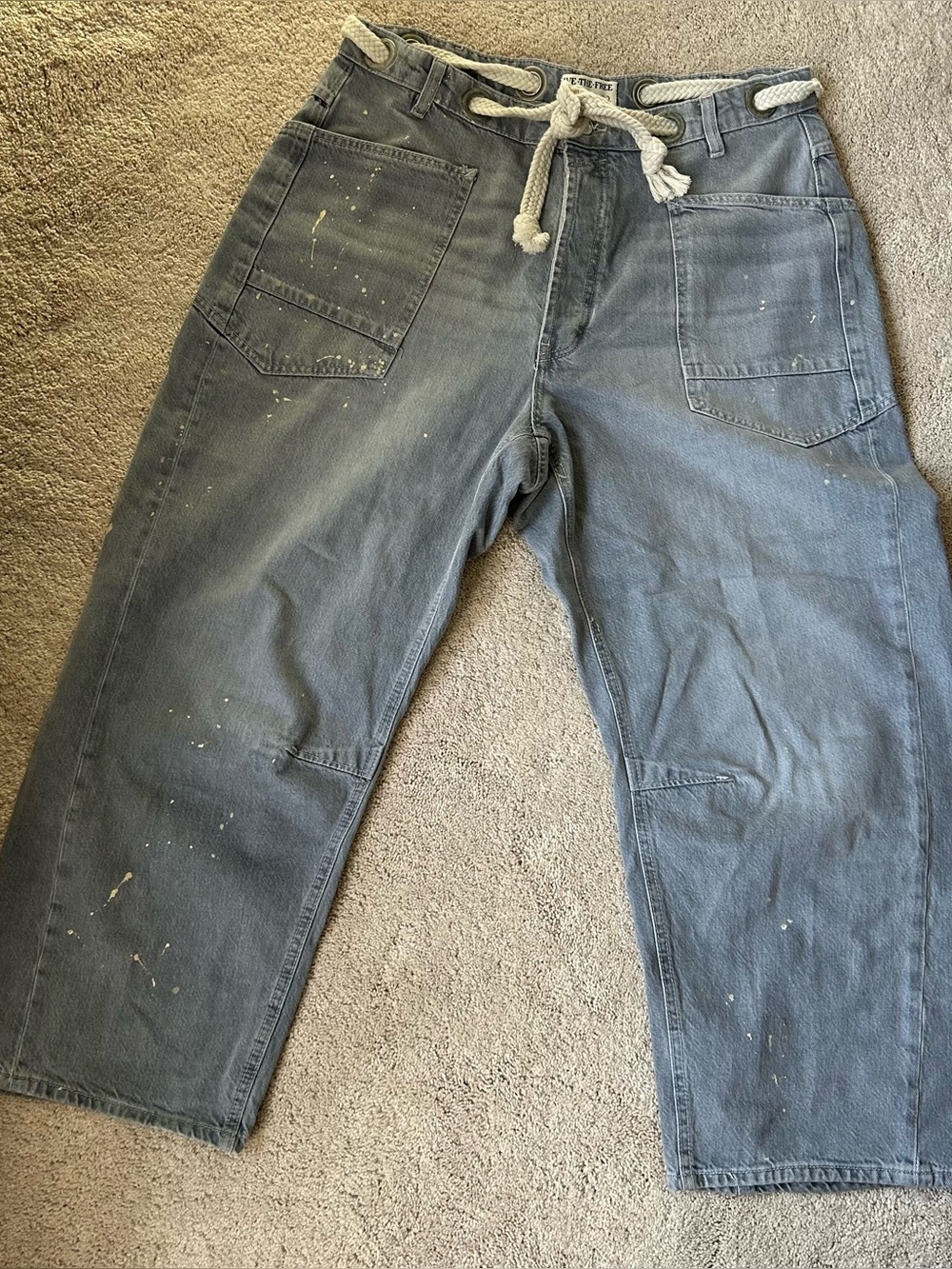 FREE PEOPLE We The Free Moxie Pull-On Barrel Gray “Little Darlin’”Wash Size 32